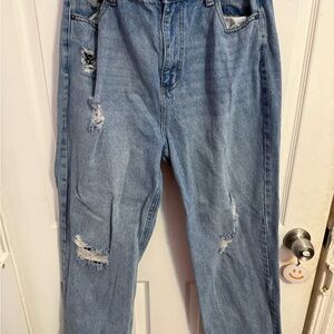 Distressed Blue Jeans